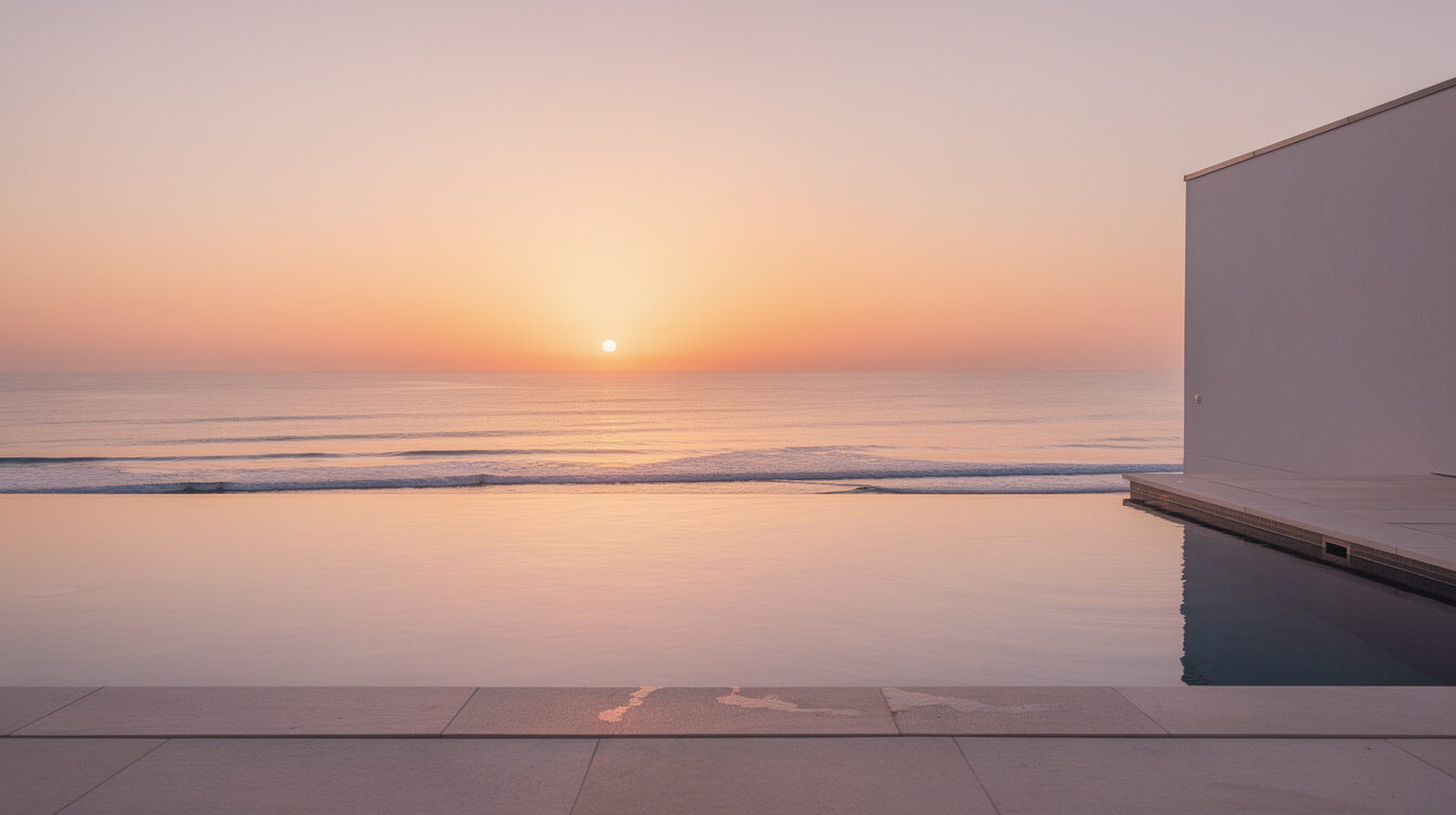 Infinity pool overlooking the ocean at sunset